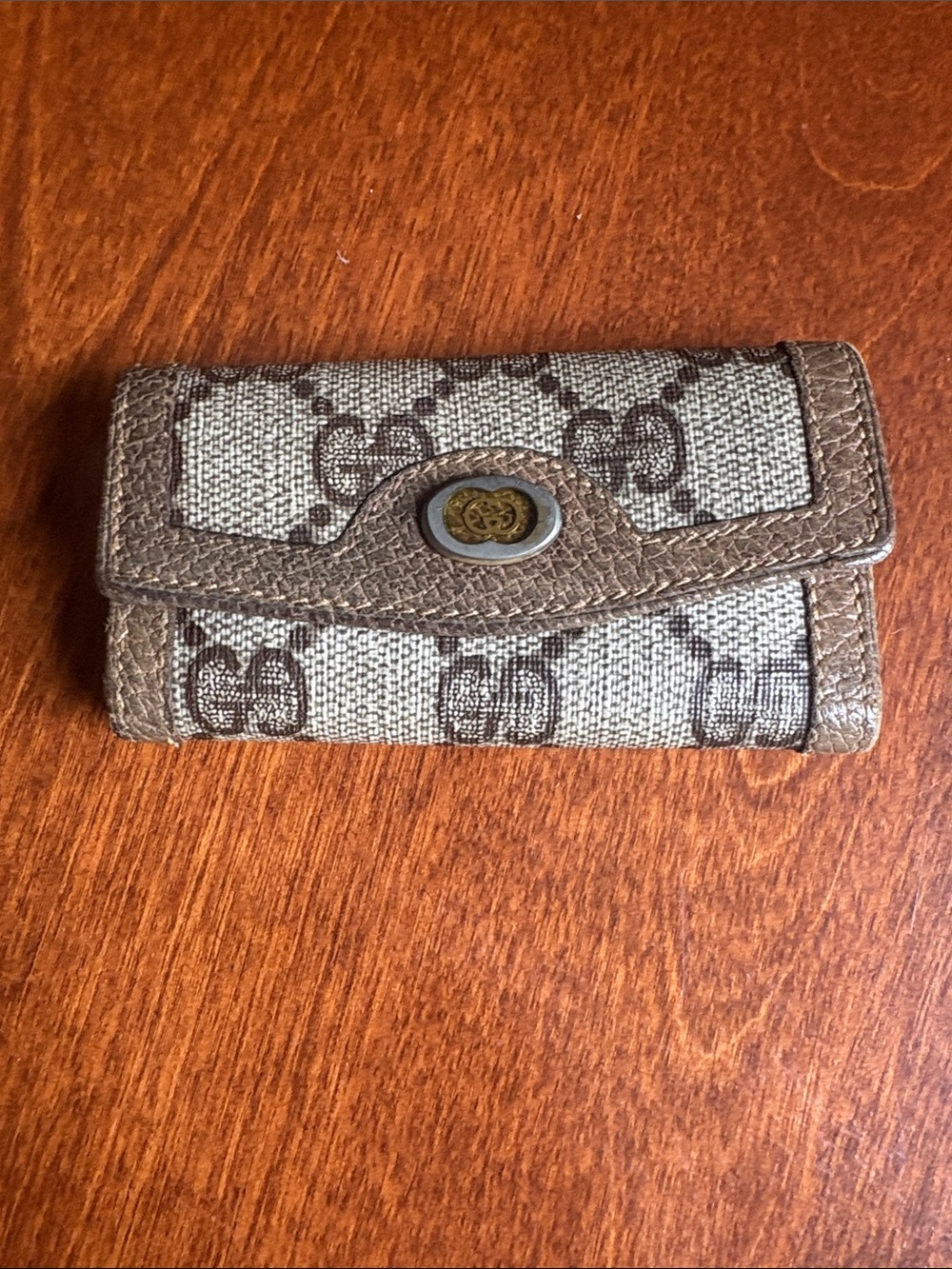 Vintage Gucci Tan and Brown GG Canvas Key Case